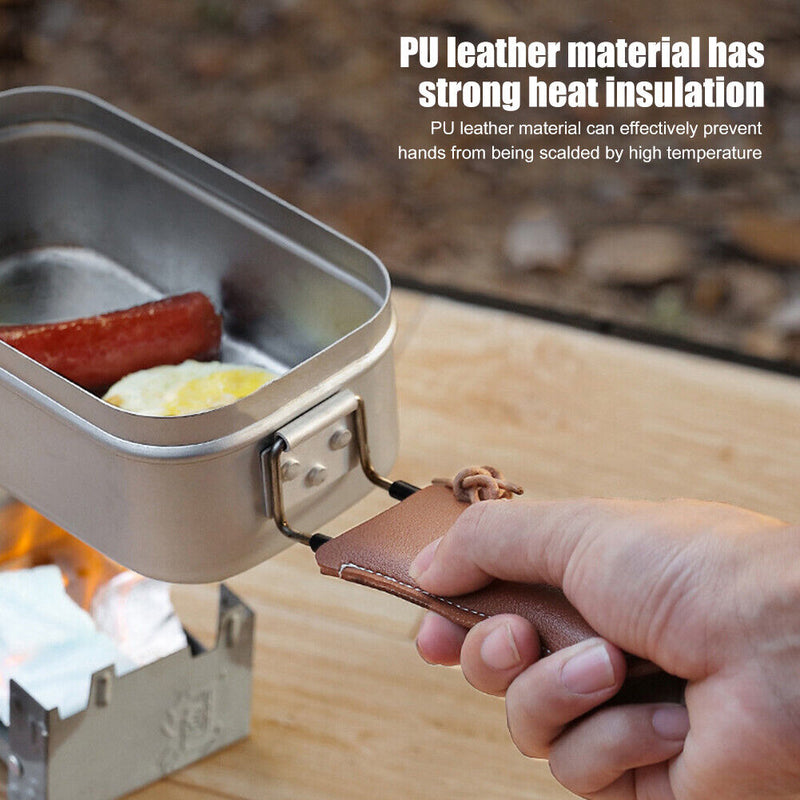 Durable PU Leather Frying Pan Handle Grip Protective Cover Kitchen Cooking To