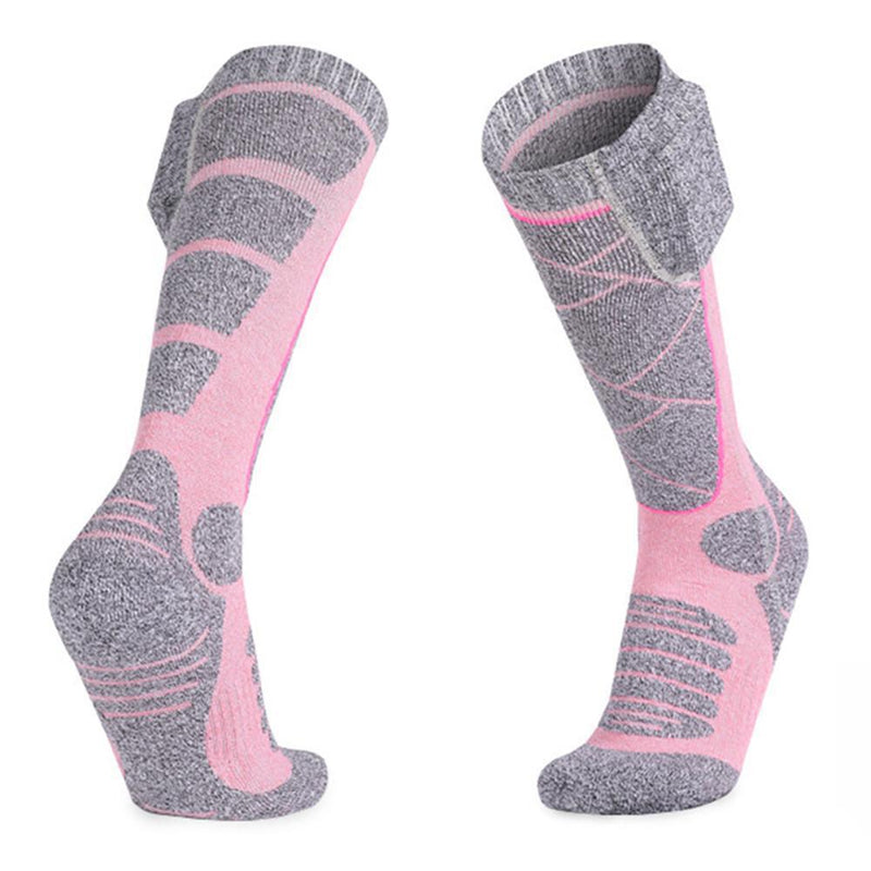 Electric Heating Socks Winter Foot Warmer for Snow Camping Hiking Skiing (Pink)