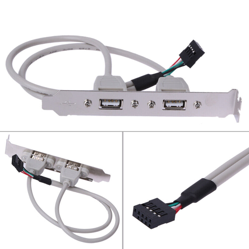 2 Port Rear Panel Bracket Motherboard Cable USB 2.0 Connector Cable Adapter