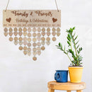 Wooden Calendar Round Love Heart DIY Special Date Wall Hanging Display