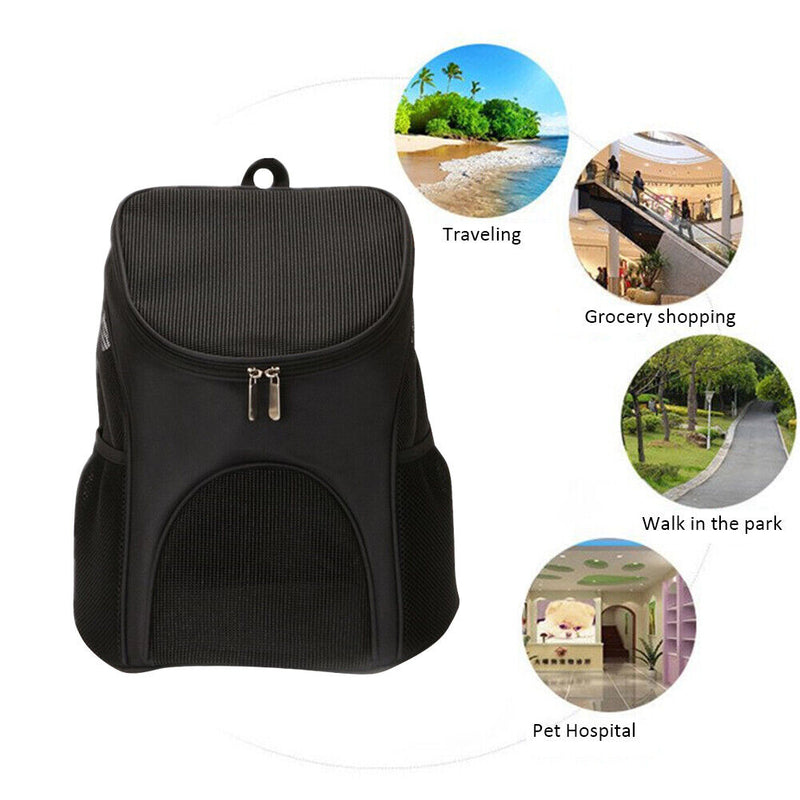 Pet Cat Carrier Backpack Breathable Travel Outdoor Shoulder Carry (Black) Newly