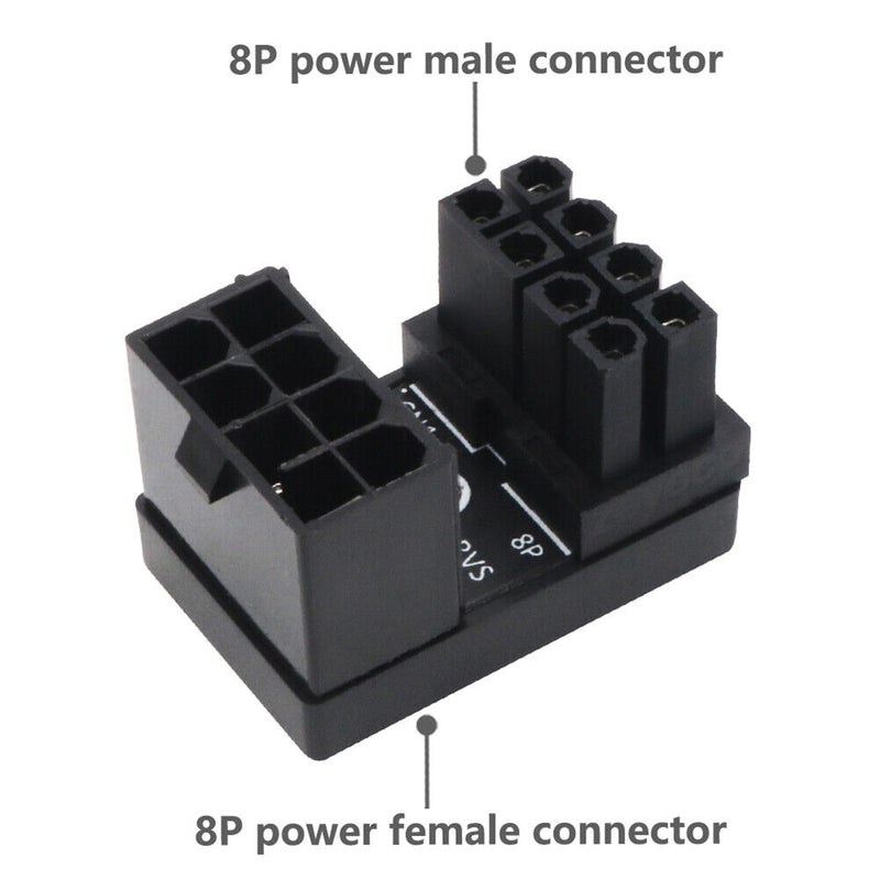ATX 8-Pin Female to 8Pin Male 180 Degree Angled Adapter for Desktop Video Card