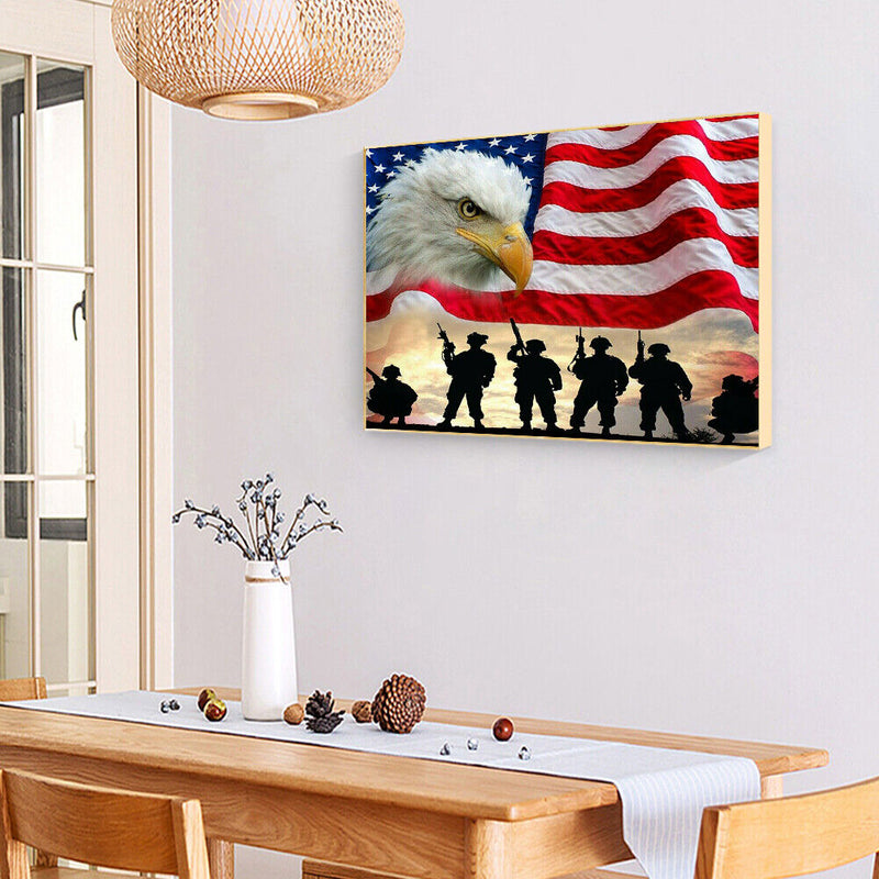 DIY Paint By Number Kit Flag Eagle Abstract No Frame for Home Decoration