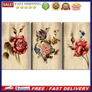 3 Panels Wood Grain Flowers Oil Paint By Numbers Kits DIY Hand Painted Wall A