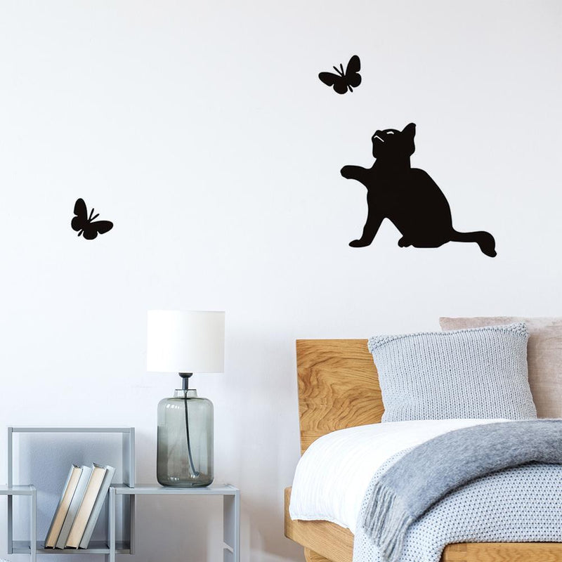 Cat Butterfly Printed PVC Waterproof Self-adhesive Removable Wall Stickers Newly