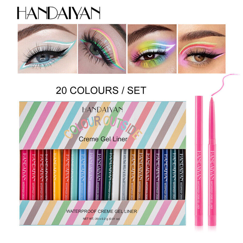 20pcs Colorful Eyeliner Gel Quick Dry Long Lasting Eyes Makeup Waterproof Sets