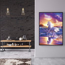 Full Drill Round Diamond Painting White Horse DIY Mosaic Craft Home Decor