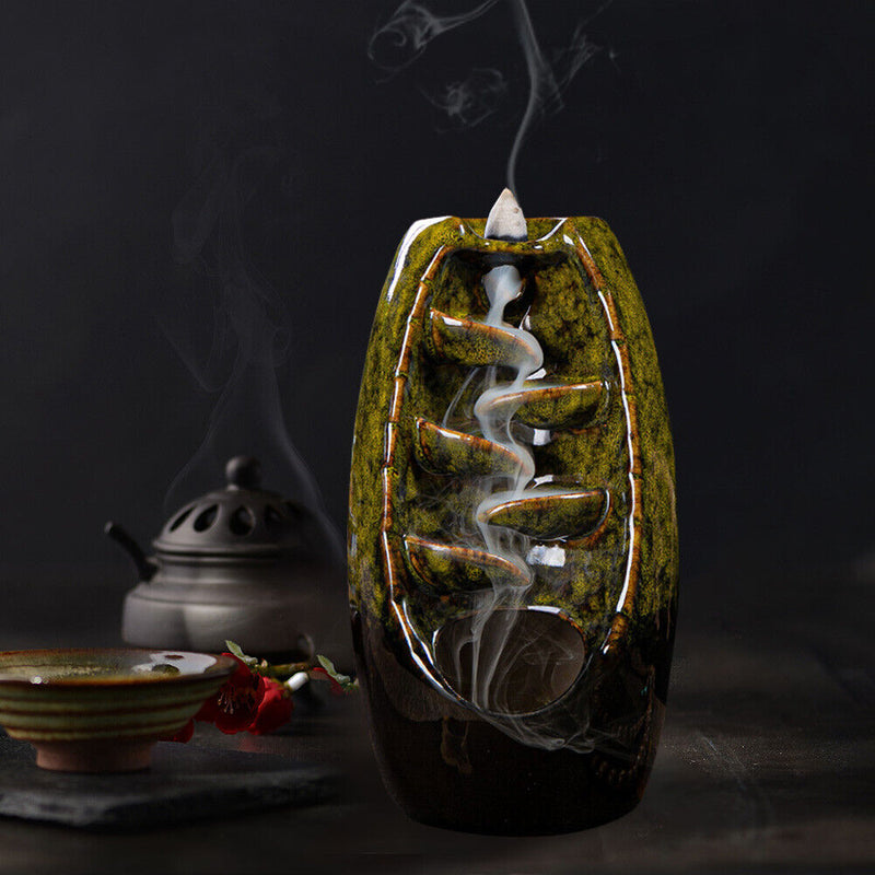 Mountains River Waterfall Incense Burner Fountain Backflow Aroma Smoke Hold