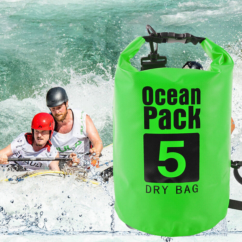 Waterproof Dry Bag Pack Sack Swimming Kayaking River Trekking (5L Green) Newly