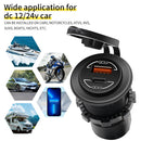 12V 24V QC4.0 PD Type-A Car Charger Dual Ports Power Adapter for Marine Boat Bus