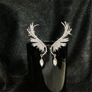 Dangle Elegant Drop Zircon Rhinestone Angel Wings Earrings Ear Clip Ear Stud