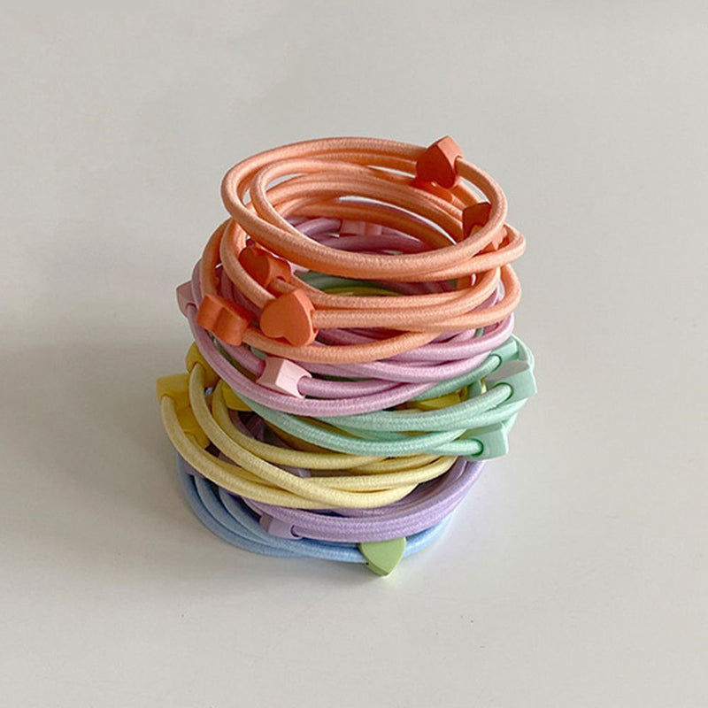 Elastic Band Women Girls Hair Rope Ponytail Holders Candy Color Heart Hair Tie