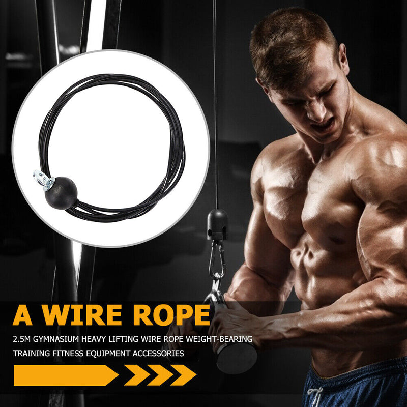2.5m Gym Cable Wire Rope Heavy Duty Lifting Workout Fitness Pulley Equipment