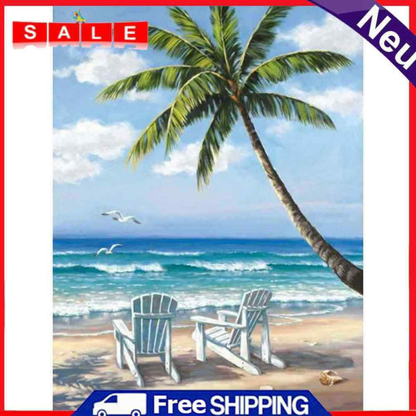 Oil Paint By Numbers Seaside Coloring Picture Digital L455