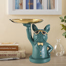 Nordic Luxury Bulldog Storage Statue Fruit Candy Tray Sculpture (Green) Newly