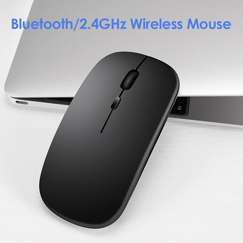 Dual Mode 2.4GHz Wireless + Bluetooth-compatible Mouse Rechargeable PC Mice