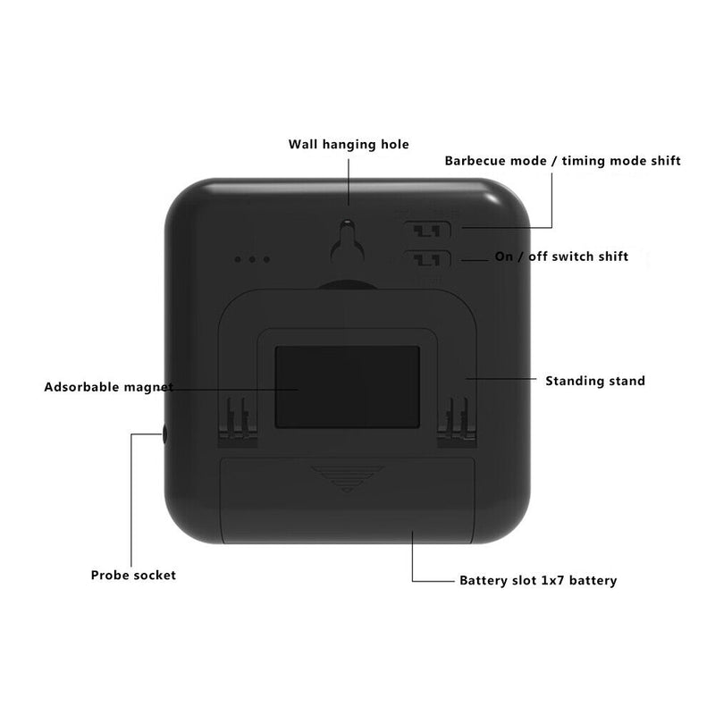 Digital Cook Food Temperature Meter Barbecue Sensor with Probe Tool (Black)