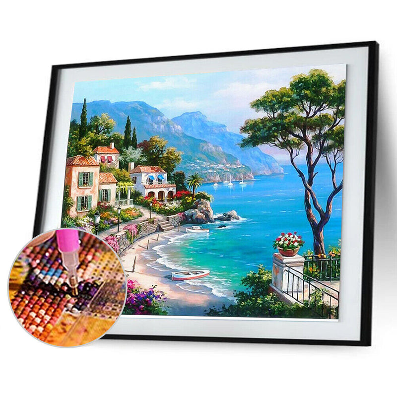 5D Full Drill Diamond Seaside Painting Embroidery DIY Cross Stitch Decor