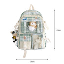 Large Capacity Plaid School Student Bag Preppy Style Portable Shoulder Rucksa