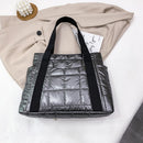 Fashion Checkered Quilted Pure Color Shoulder Bag Women Casual Nylon Handbags