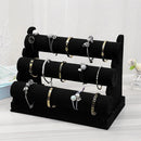 Velvet Bracelet Bangle T-Bar Rack Watch Jewelry Display Stand (Black3 Tier)