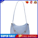 Women Solid Color Chain Messenger Bag Zipper Crossbody Bag (Blue)