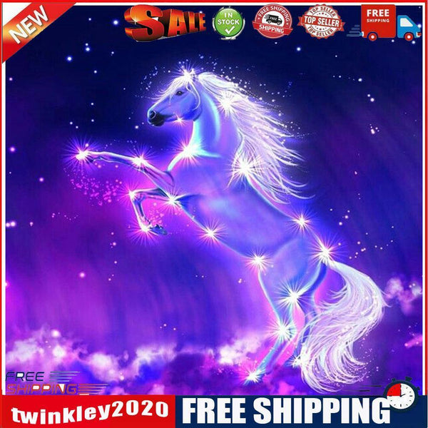 5D DIY Full Round Drill Diamond Paint Light Horse Mosaic Rhinestone Drawing
