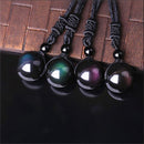 Fashion Black Men Lucky Necklace Obsidian Pendant Round Ball Amulet