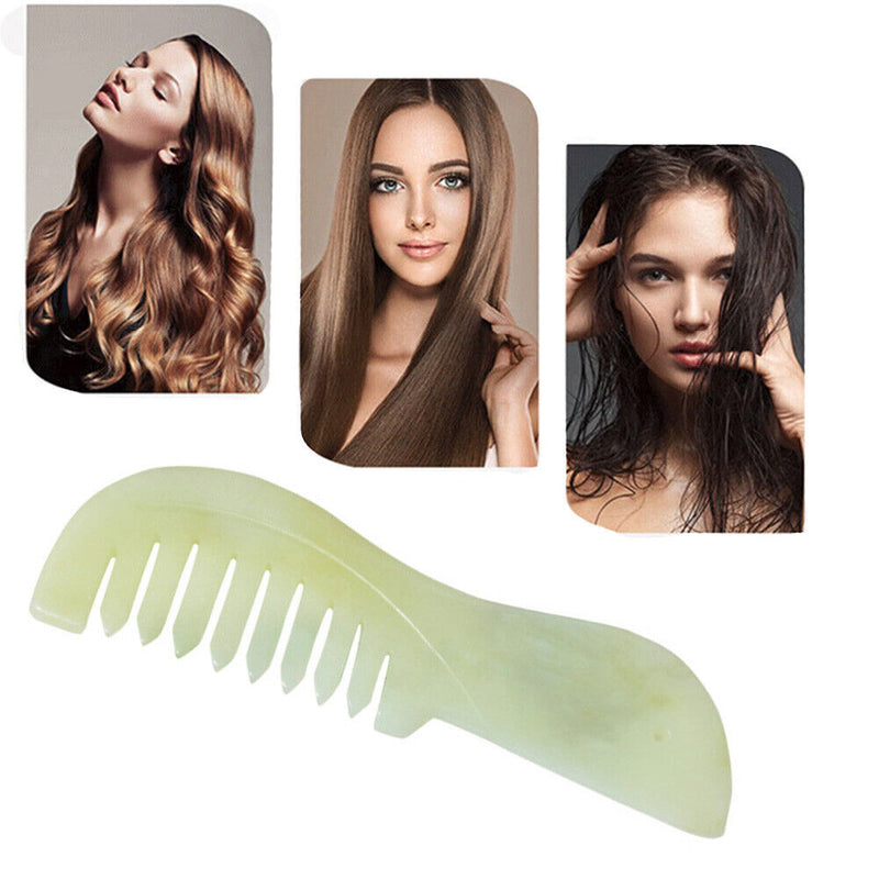 Large Tooth Jade Head Scalp Massage Prevent Hair Loss Jade Comb Beauty Care Tool