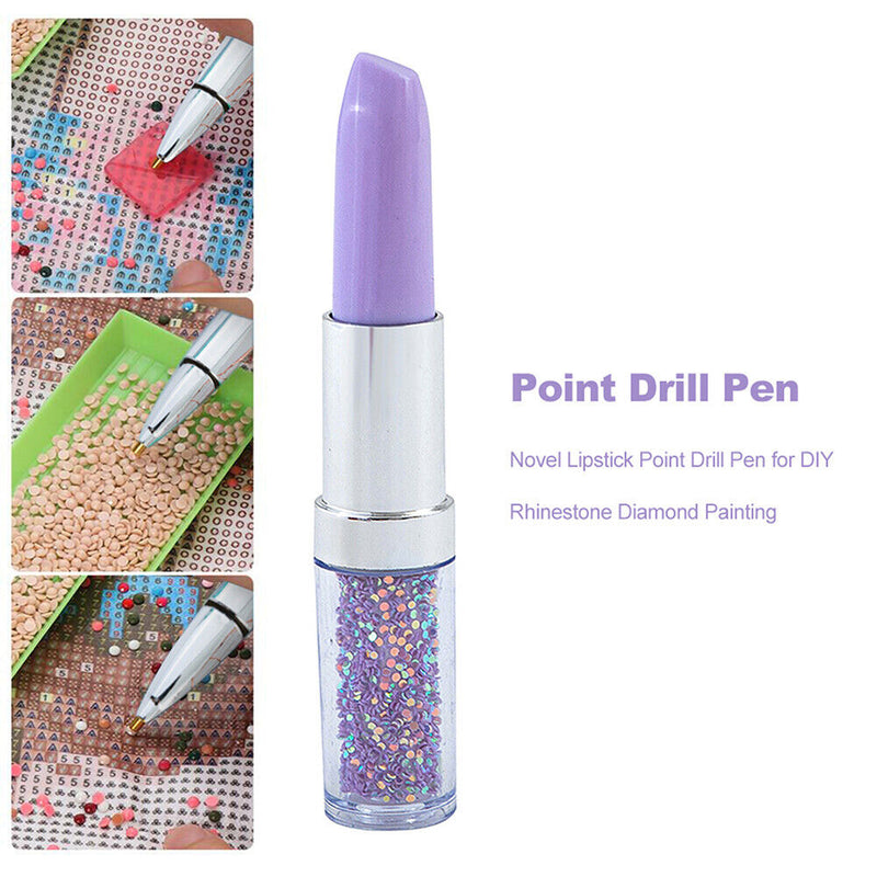 Novel Lipstick Point Drill Pen for DIY Rhinestone Diamond Painting (Purple)