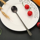 Long Handle Stainless Steel Ice Spoon Coffee Tea Spoons Tableware (Black) Newly