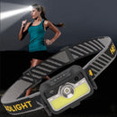 LED Sensor Headlight 6 Modes XPG+COB USB Head Torch Flashlight for Running Camp
