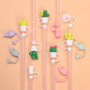 Drinking Dust Cap Cup Accessories Silicone Straw Plug Cartoon Plugs Cover