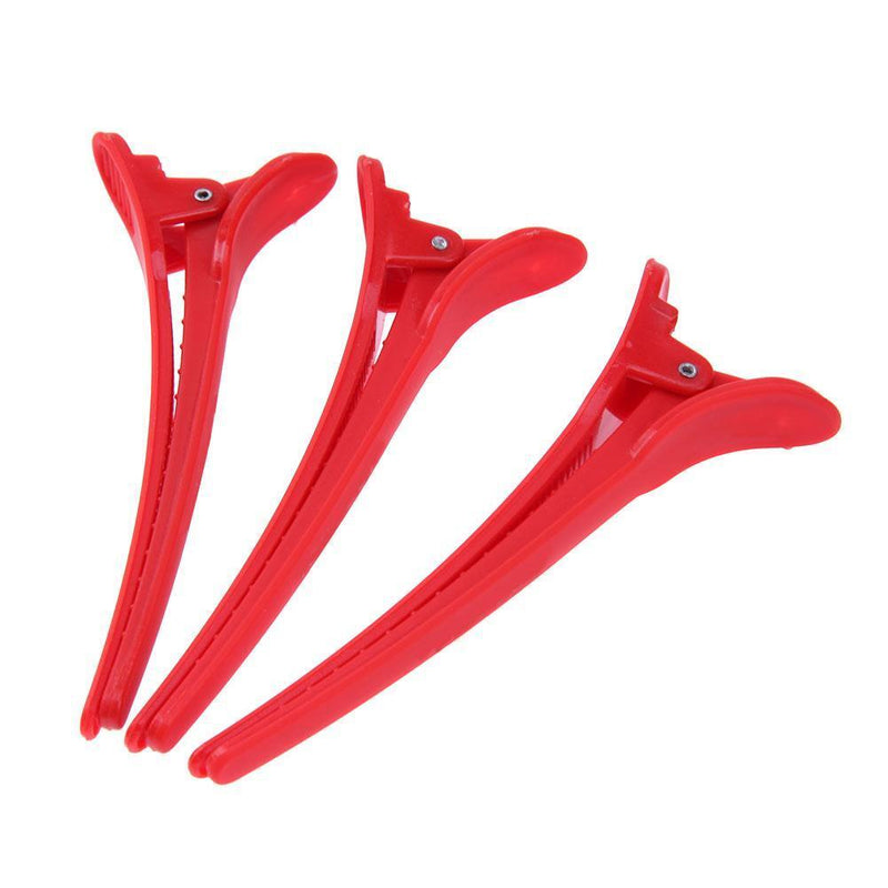 12pcs Hairdressing Sectioning Clamps Clips Salon Hair Styling Tools(Red)