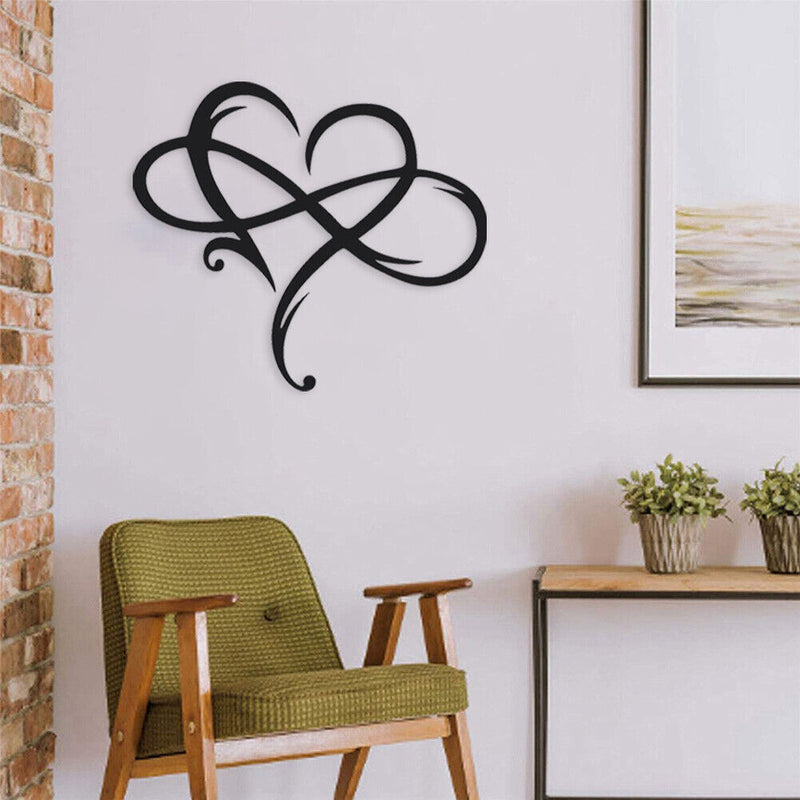 Metal Infinity Heart Art Love Wall Sign Decor for Living Room Home (Black) Newly