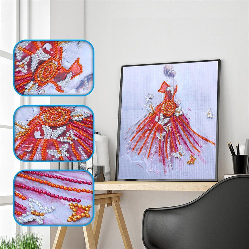5D DIY Special Shaped Diamond Painting Dress Girl Cross Stitch Embroidery