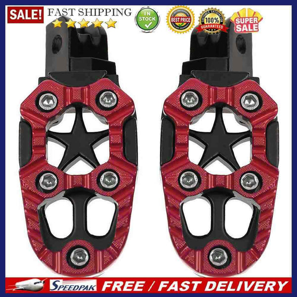 2pcs Universal 8mm Metal Motorcycle Foot Pedals Footrests w/ Spring(Red)