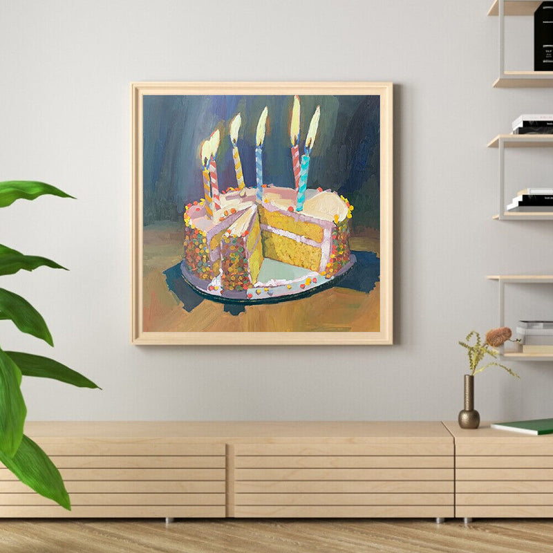 Oil Paint by Numbers Cake Canvas Artwork Living Room Picture Art Decoration Kit