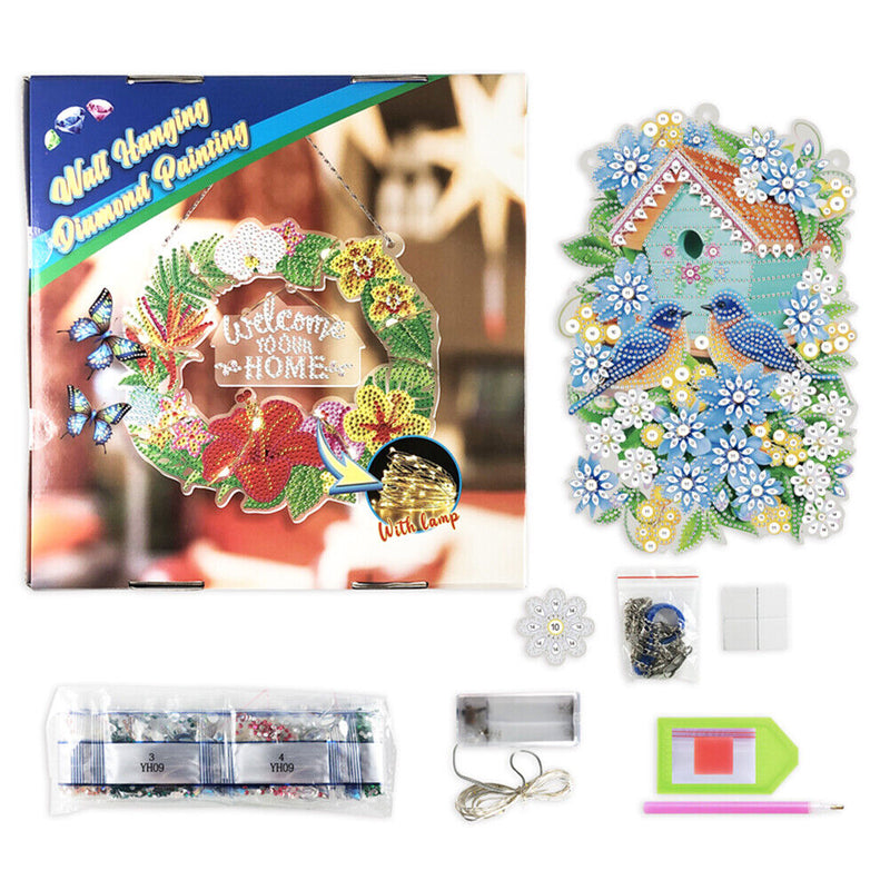 5D Diamond Rhinestone Christmas Flower Wreath Kit Hanging Home Door Wall De