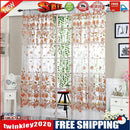 2PCS Peony Curtain Living Room Bedroom Home Door Window Curtain (Coffee)