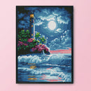11CT Stamped Seaside Lighthouse Print Kits Cross Stitch Embroidery (M0071) Newly