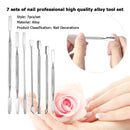 7pcs Nail Art Pusher Stick Manicure Cutter Cuticle Pusher Dead Skin Remover