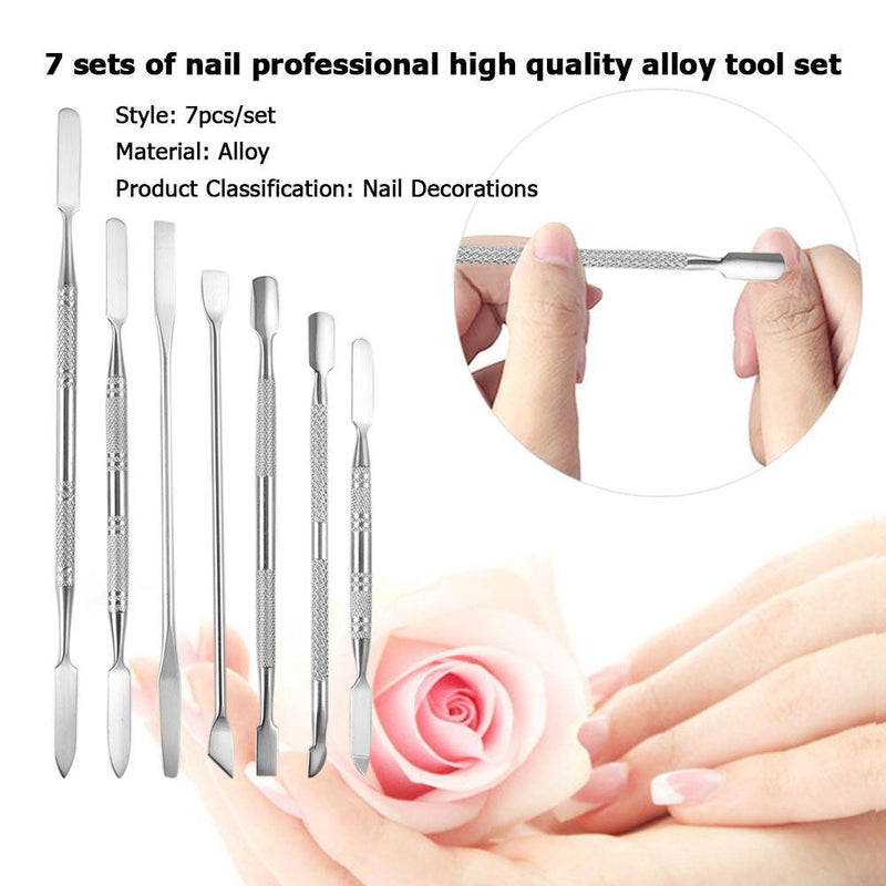 7pcs Nail Art Pusher Stick Manicure Cutter Cuticle Pusher Dead Skin Remover