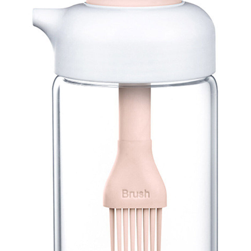 Oil Bottle with Brush Kitchen Oil Dispenser for BBQ Baking Cooking (Pink)