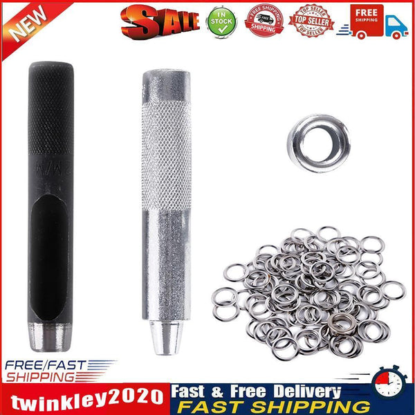 DIY Leather Craft Metal Eyelets 12mm Grommets Kit with Mounting Punch Rods Newly