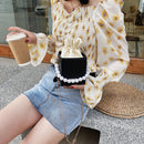 Women PU Leather Shoulder Crossbody Bags Drawstring Solid Mini Totes Handbags