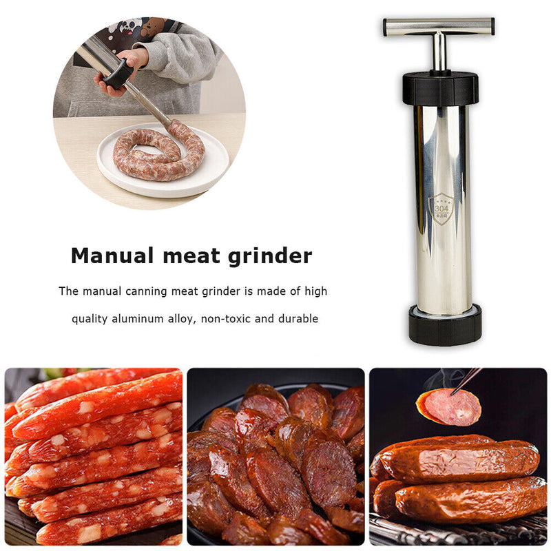 Manual Sausage Maker Stainless Steel Stuffer Homemade Syringe Meat Filler