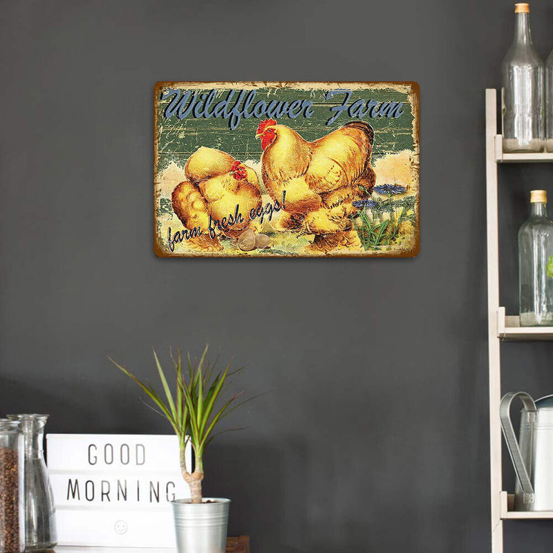 Farm Chicken Metal Retro Tin Sign Poster Wall Plate for Living Room Bar Club