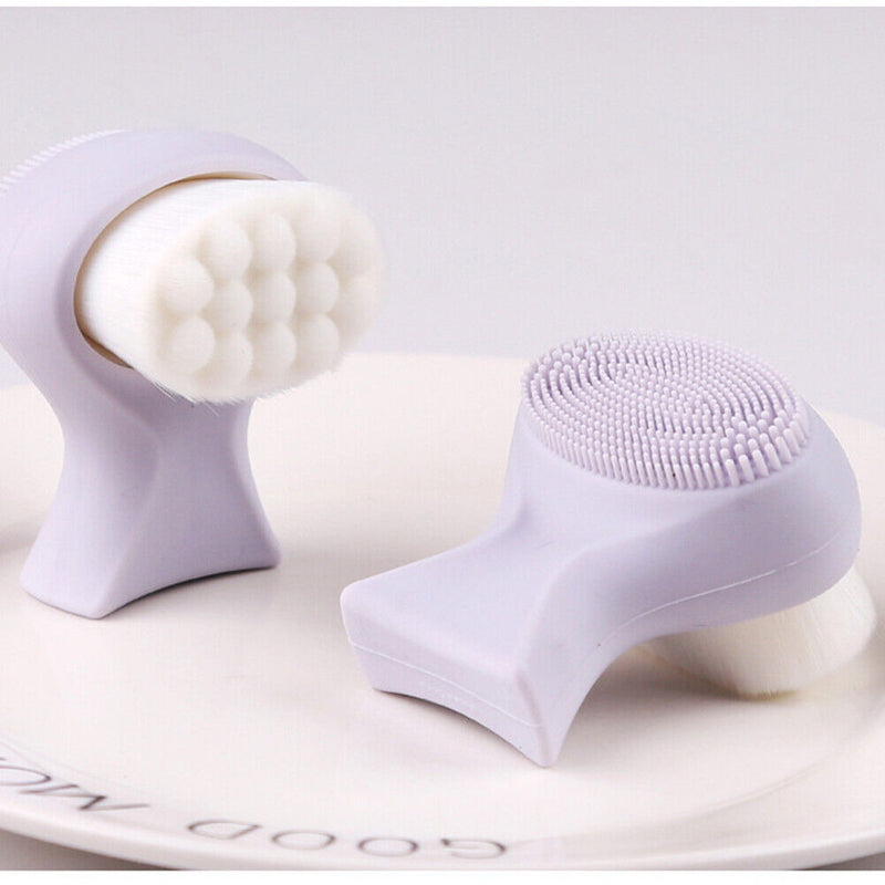 Mini Portable Silicone Facial Cleansing Brush Double-side Massage Skin Care Tool