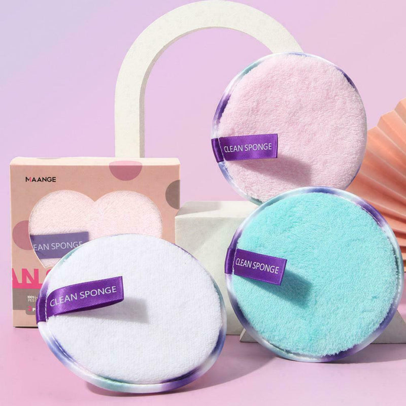 3Pcs Makeup Remover Pads Microfiber Reusable Face Towels Cotton Cloth Wipes S2D3